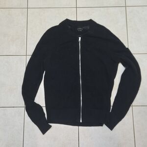 All Saints Navy Blue Laszlo Sweater Zip Up Mesh Knit